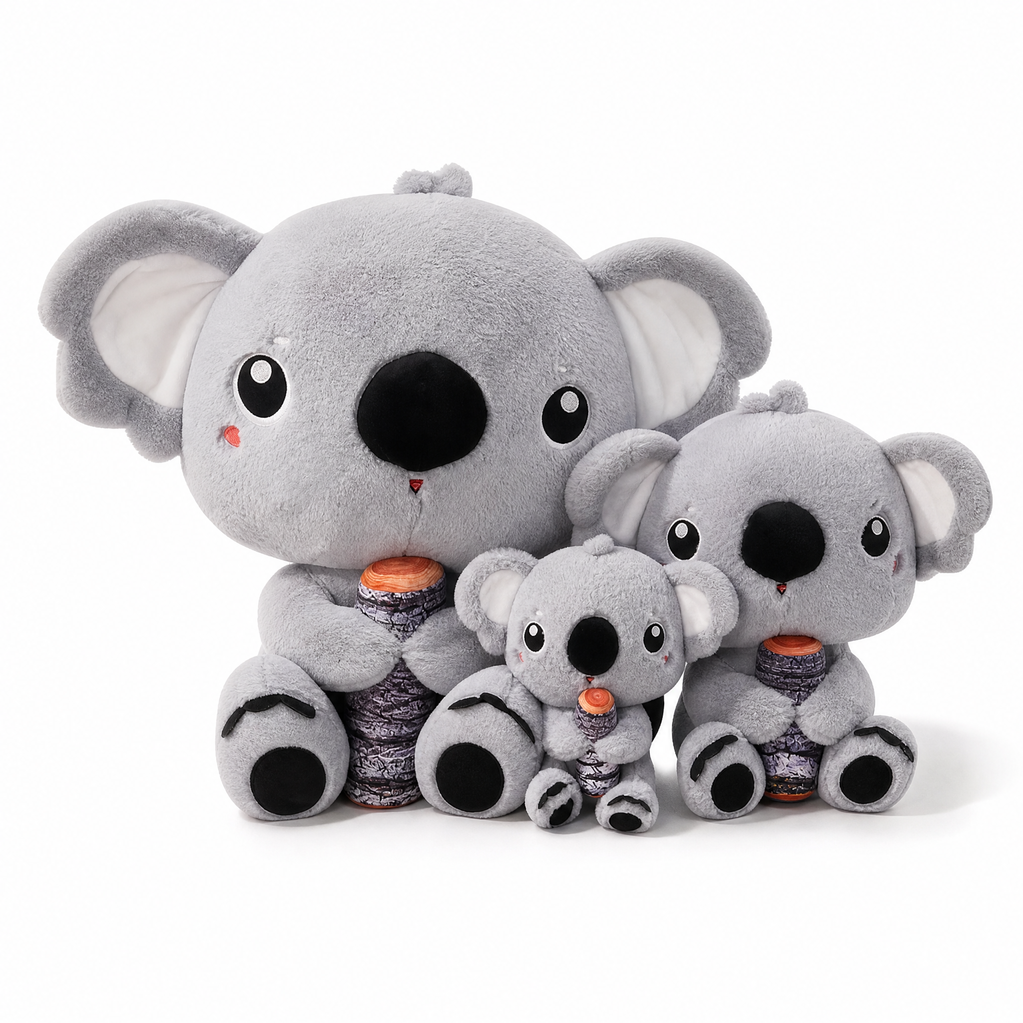 Peluche Koala Gris avec Bambou - Fond blanc frontal