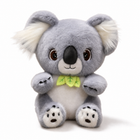 Peluche Koala Gris avec Feuille d'Eucalyptus - Fond blanc frontal