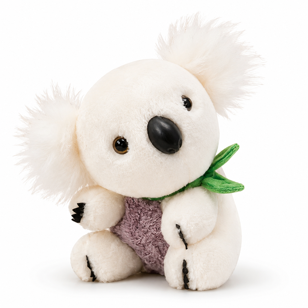 Peluche Koala Gris et Blanc avec Feuille d'Eucalyptus - 18cm / Blanc · 22cm / Blanc