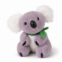 Peluche Koala Gris et Blanc avec Feuille d'Eucalyptus - Fond blanc frontal