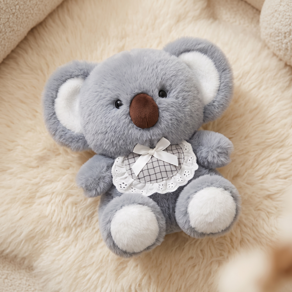 Peluche Koala Grise Douce 20 cm - Détail matière