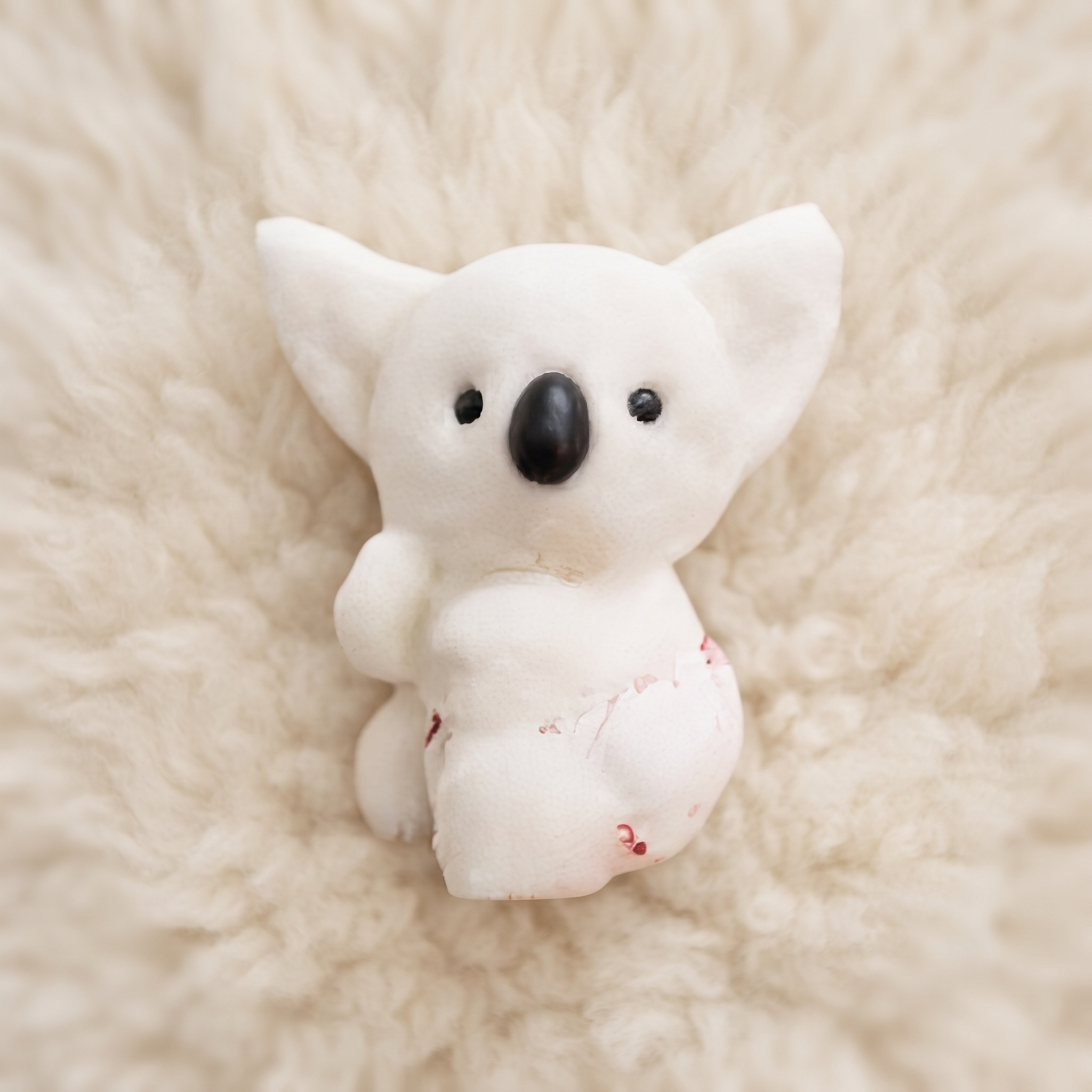 Peluche Koala Kawaii Blanche 25cm - Détail matière