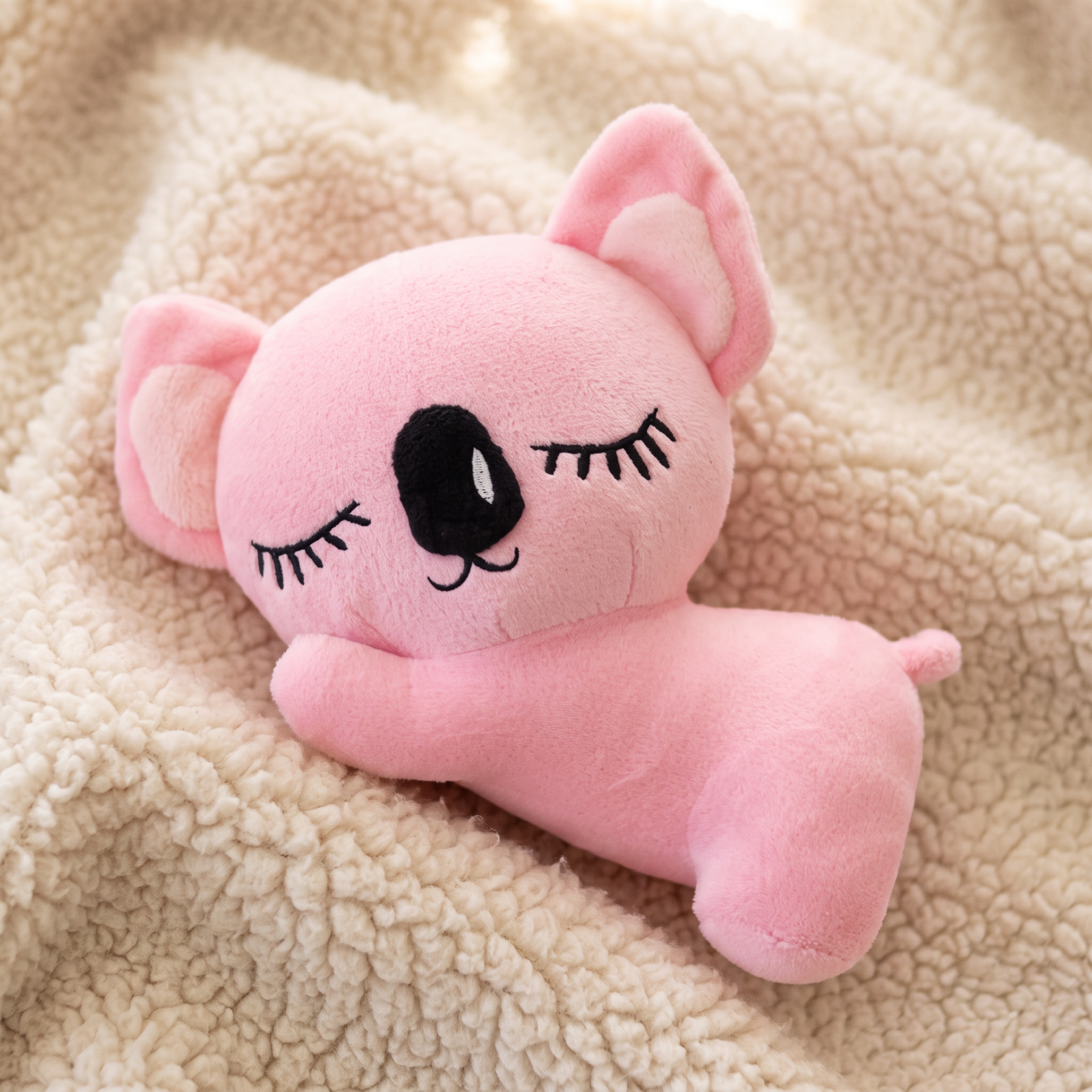 Peluche Koala Rose 20 cm Visage Endormi - Détail matière