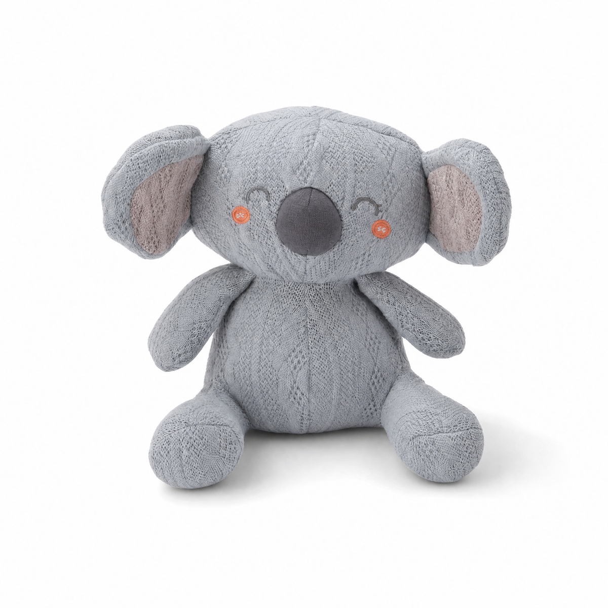 Peluche Koala Tricot Bleu Gris 20 cm - Fond blanc frontal