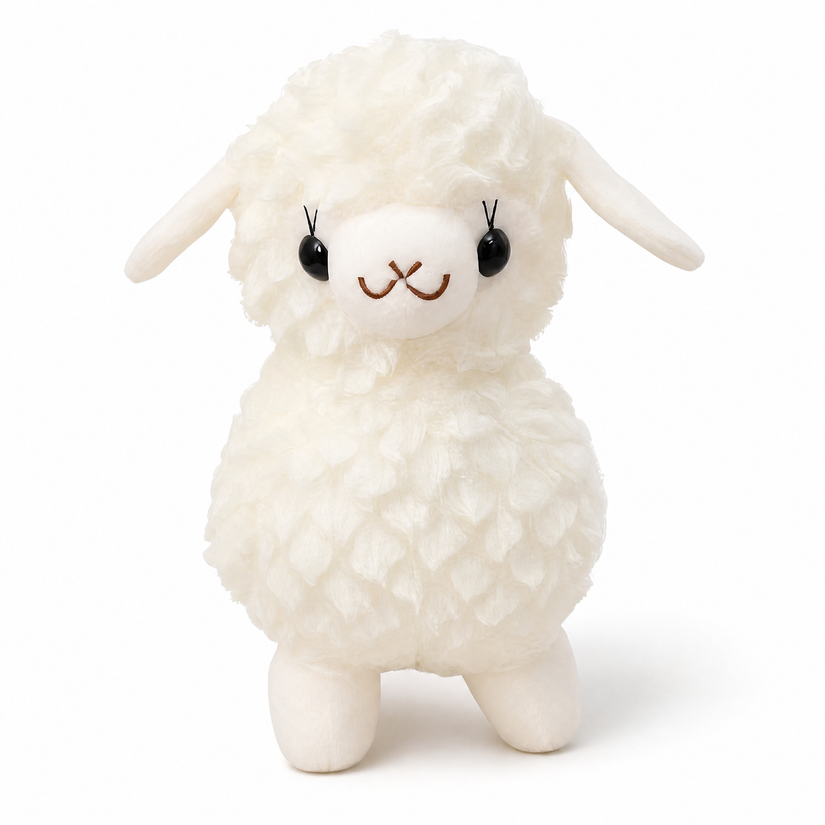 Peluche Lama Bébé Blanc Doudou 20cm - Fond blanc frontal
