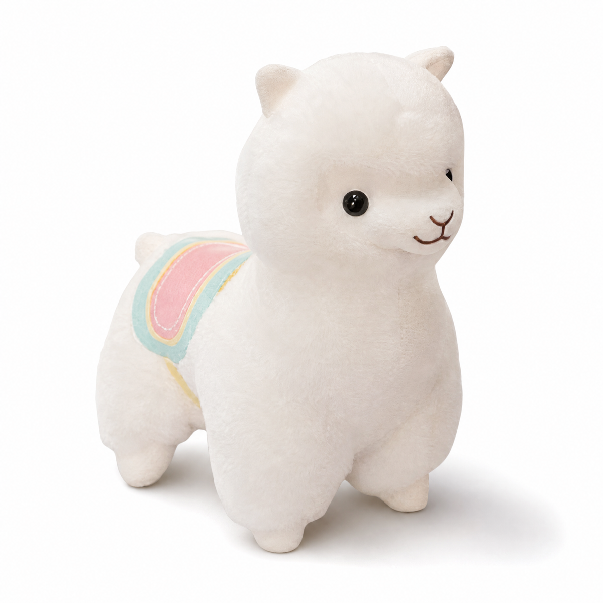 Peluche Lama Blanc Arc-en-Ciel Douce - Fond blanc frontal