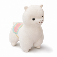 Peluche Lama Blanc Arc-en-Ciel Douce - Fond blanc frontal