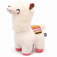 Peluche Lama Colorée à Crinière Frisée - Blanc