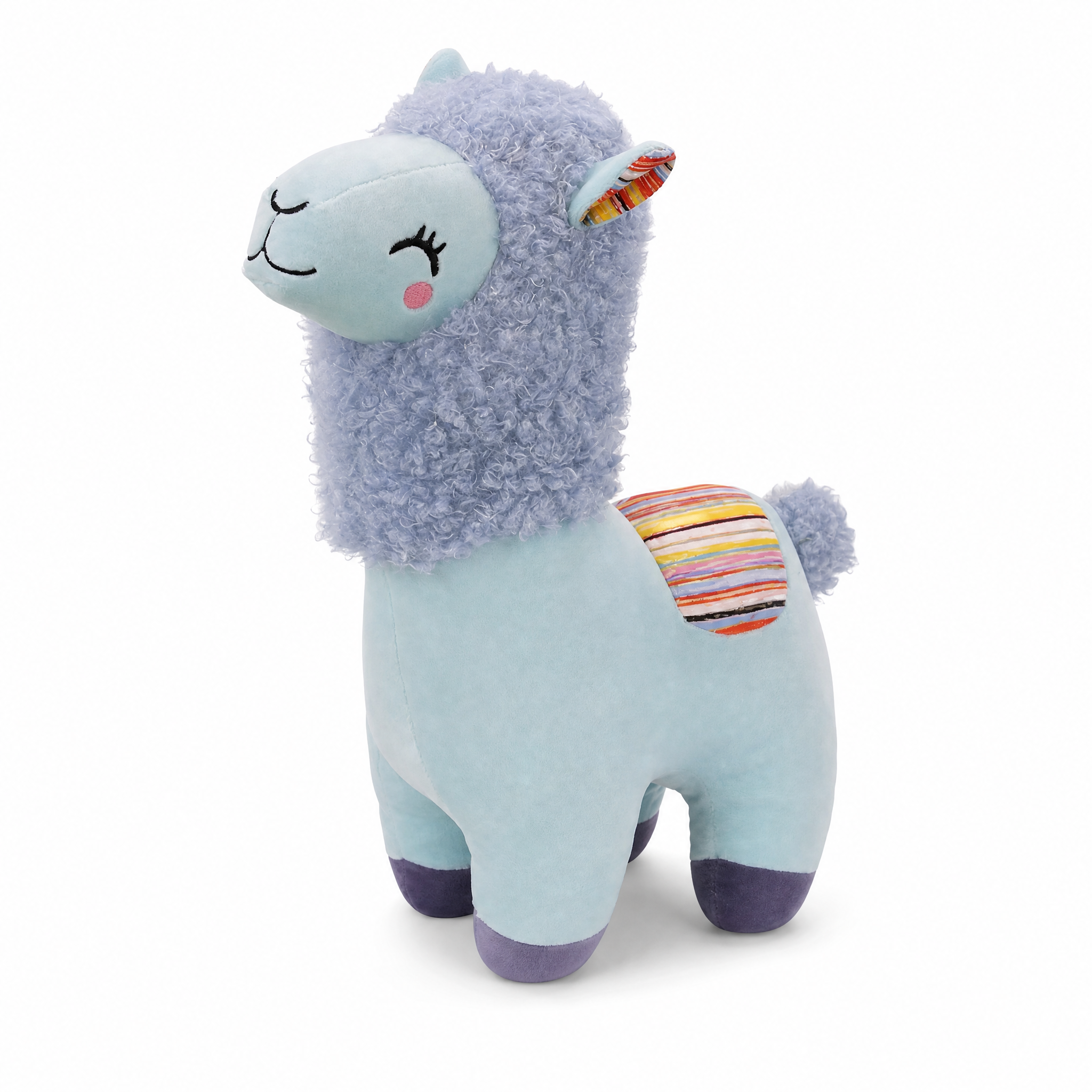 Peluche Lama Colorée à Crinière Frisée - Fond blanc frontal