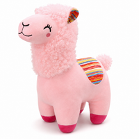 Peluche Lama Colorée à Crinière Frisée - Rose