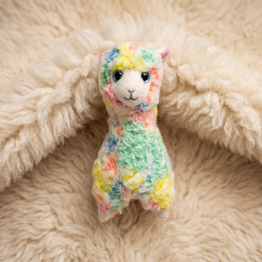 Peluche Lama Multicolore 15cm - Détail matière