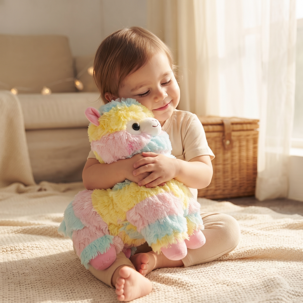 Peluche Lama Multicolore Arc-en-Ciel 25 cm - Utilisation cosy intérieur