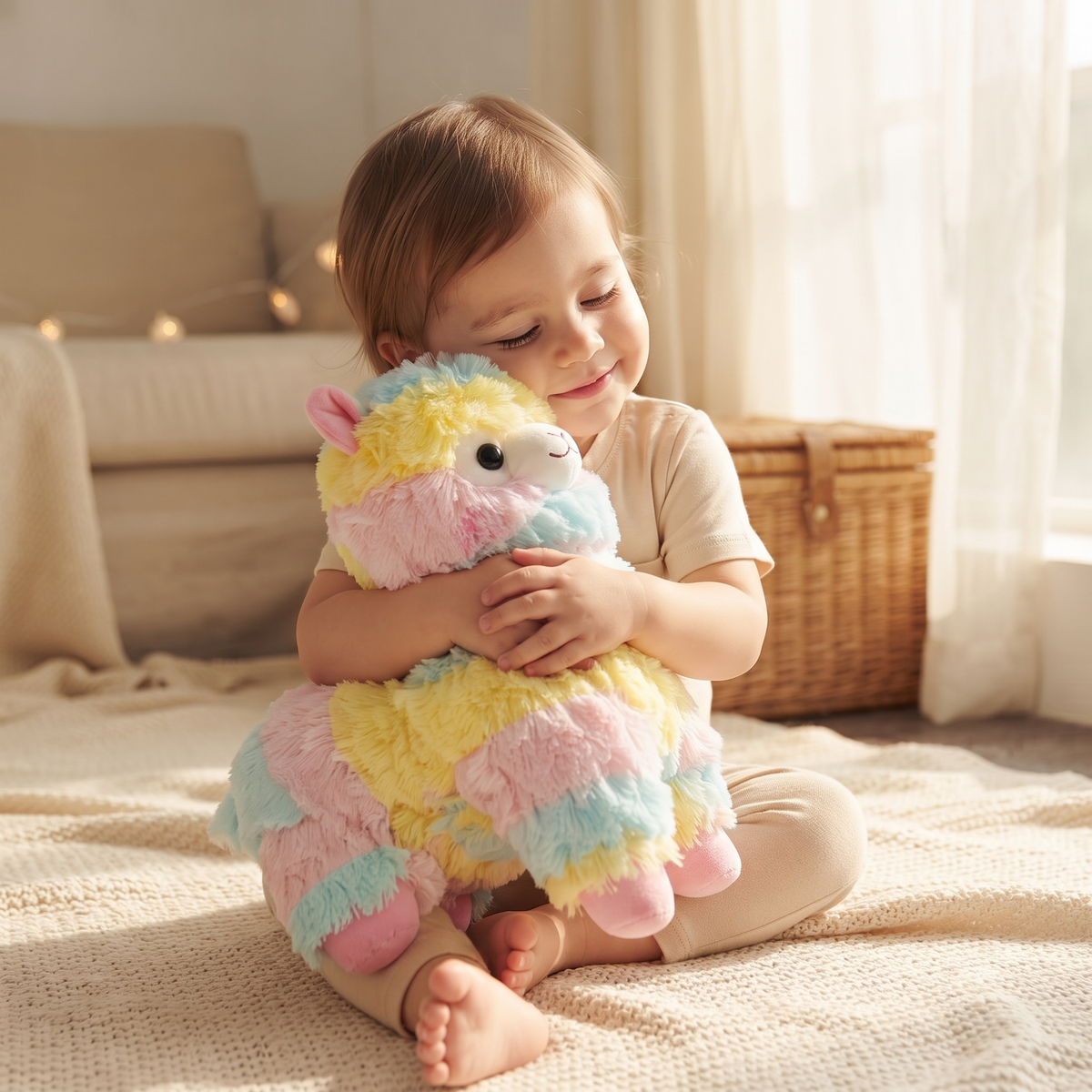 Peluche Lama Multicolore Arc-en-Ciel 25 cm - Utilisation cosy intérieur