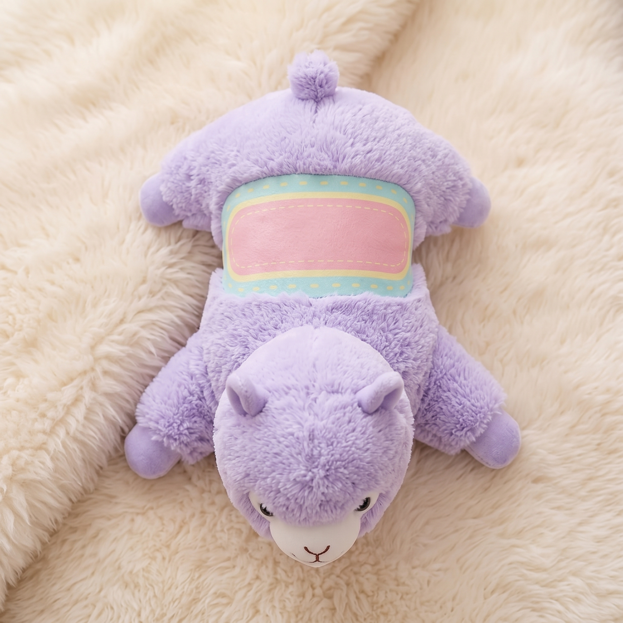 Peluche Lama Rose Arc-en-Ciel 35cm - Detail matière