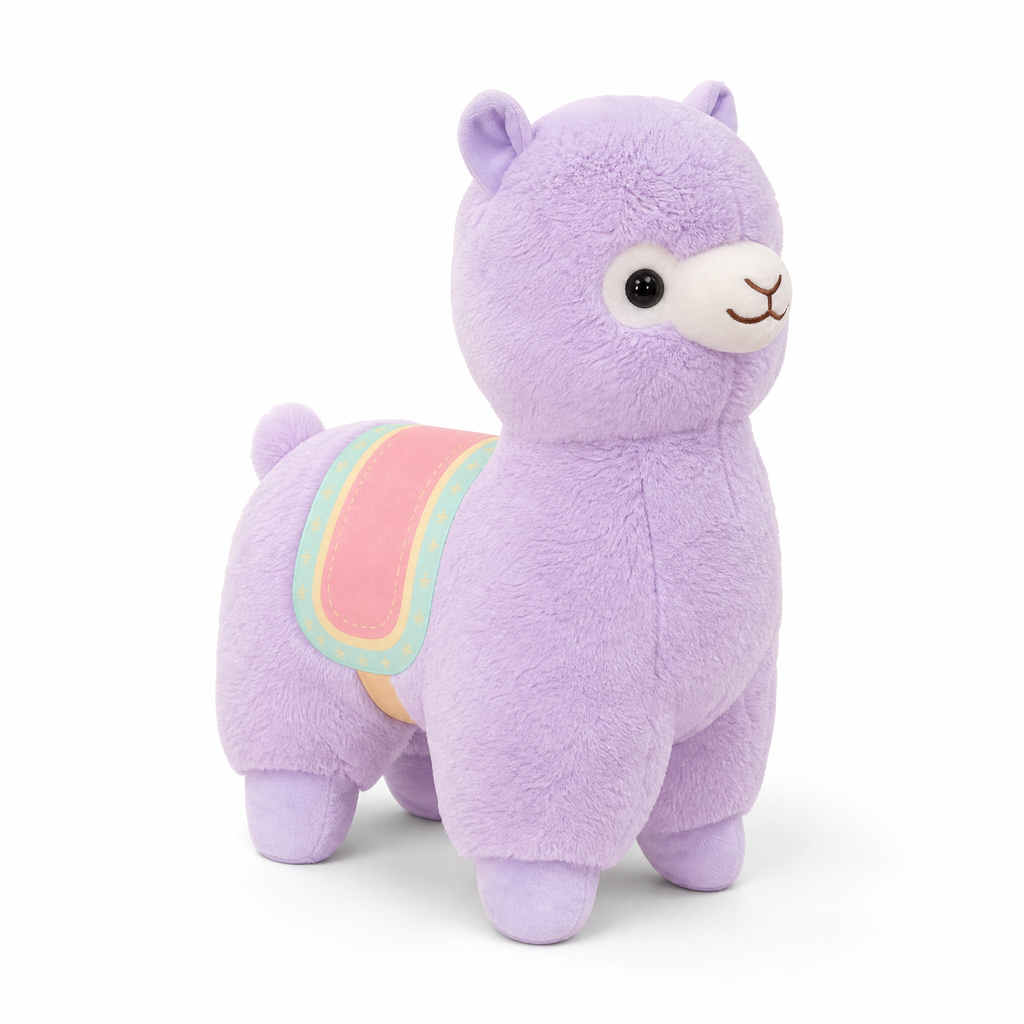 Peluche Lama Rose Arc-en-Ciel 35cm - fond blanc Frontal