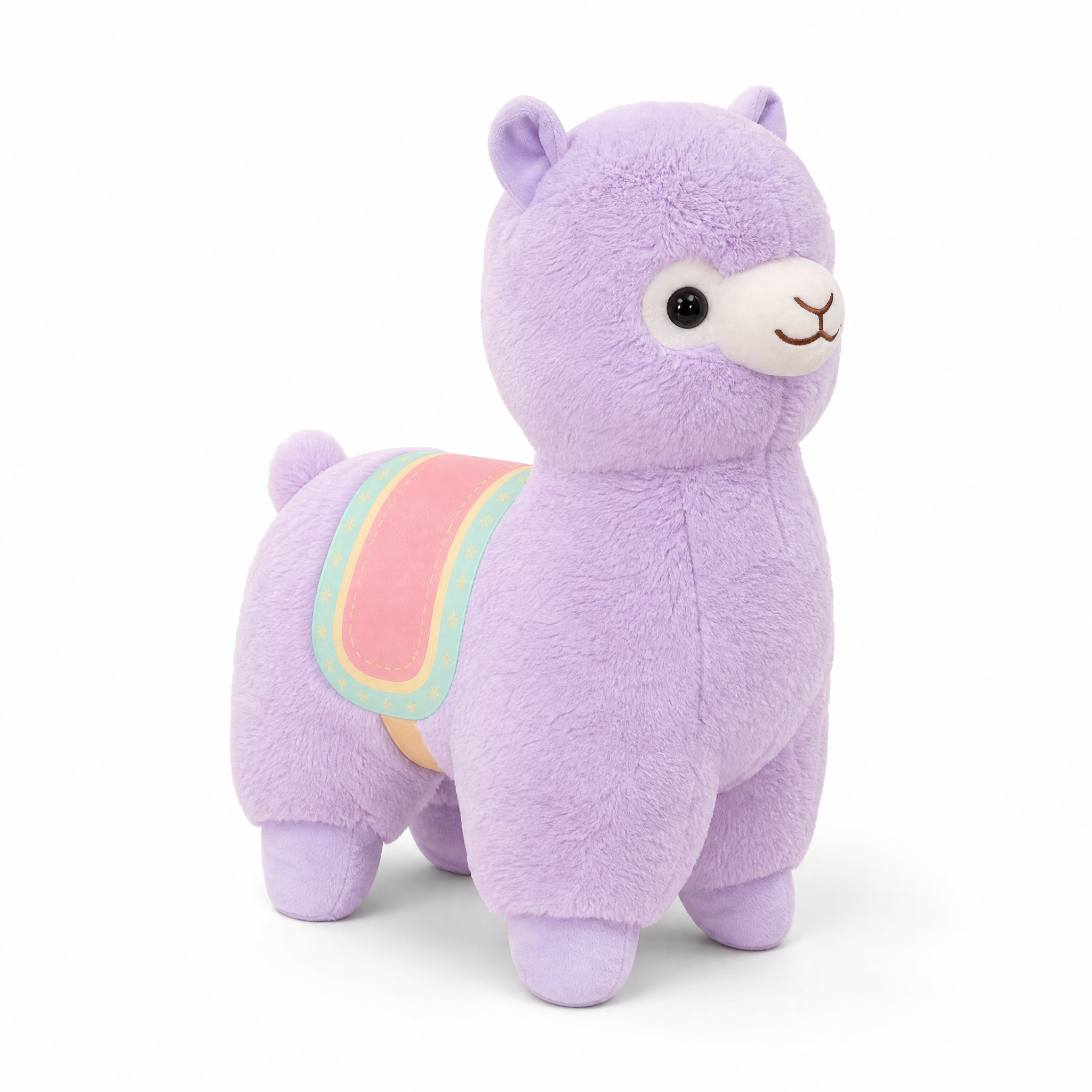 Peluche Lama Rose Arc-en-Ciel 35cm - fond blanc Frontal