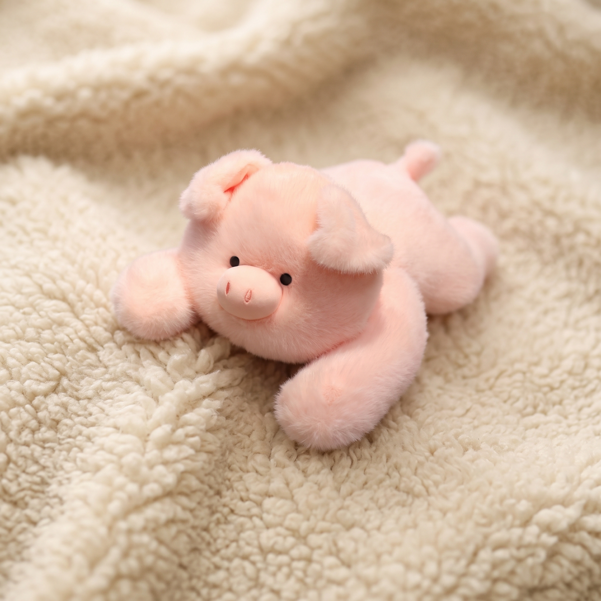 Peluche Lestée Cochon Rose - Detail matière