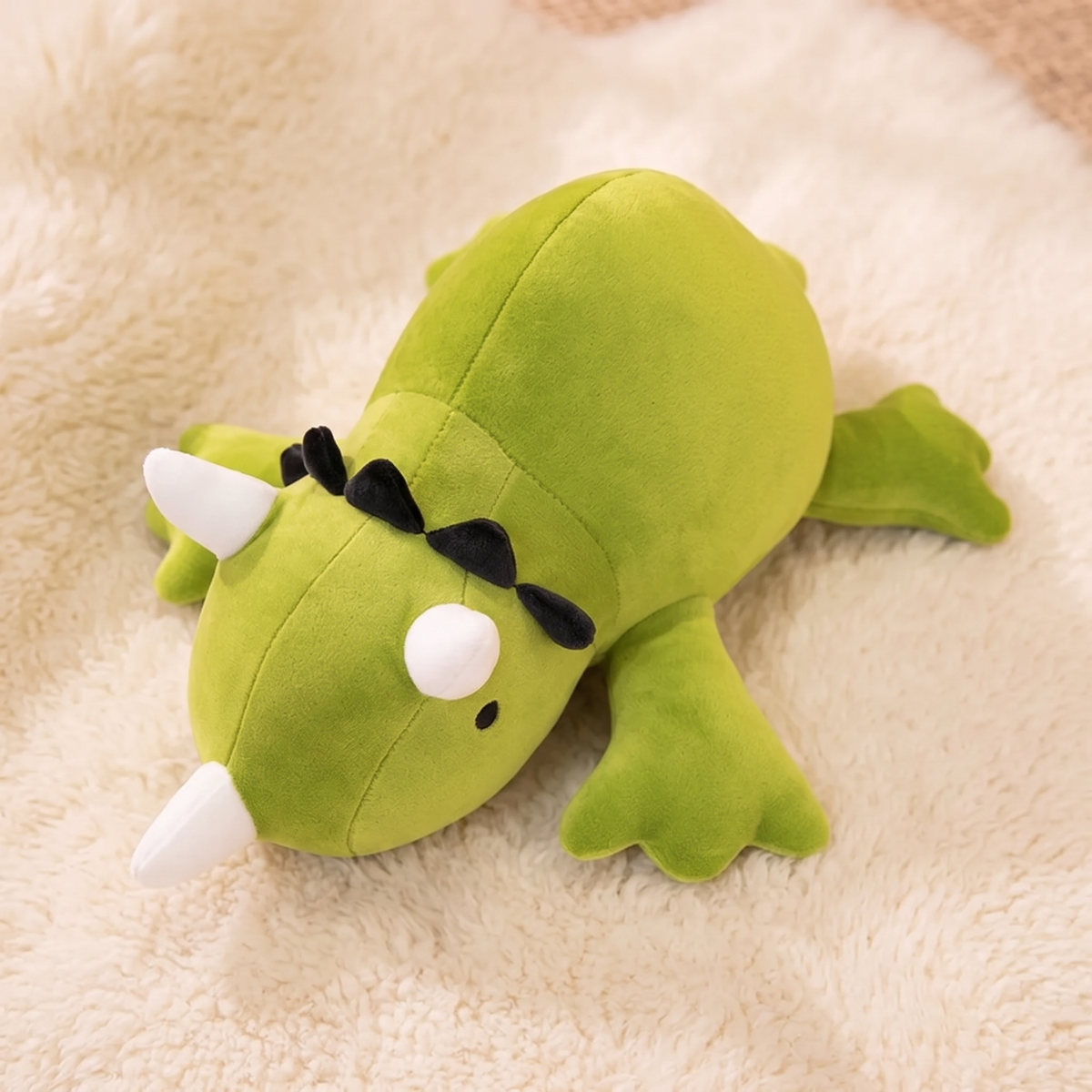 Peluche Lestée Dinosaure Vert - Detail matière