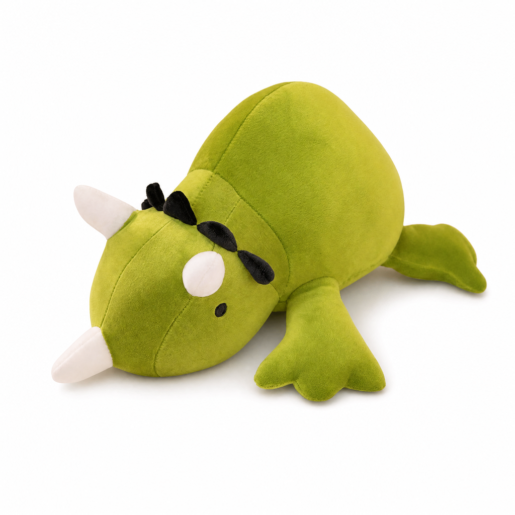 Peluche Lestée Dinosaure Vert - fond blanc Frontal