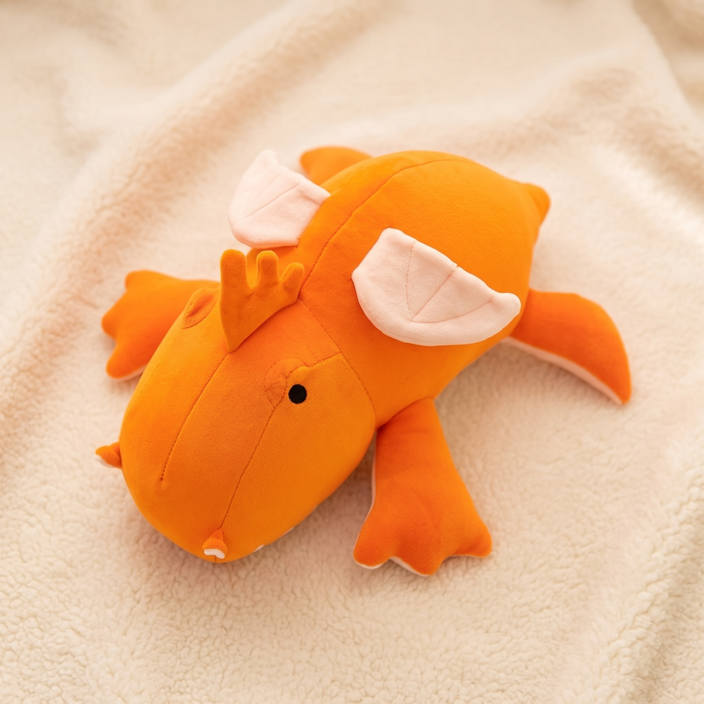 Peluche Lestée Dragon Orange - Detail matière