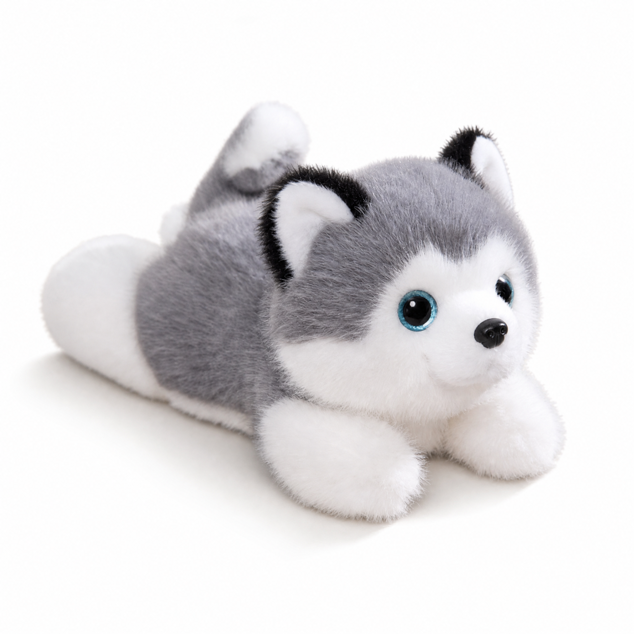 Peluche Lestée Husky Gris et Blanc - Fond blanc frontal