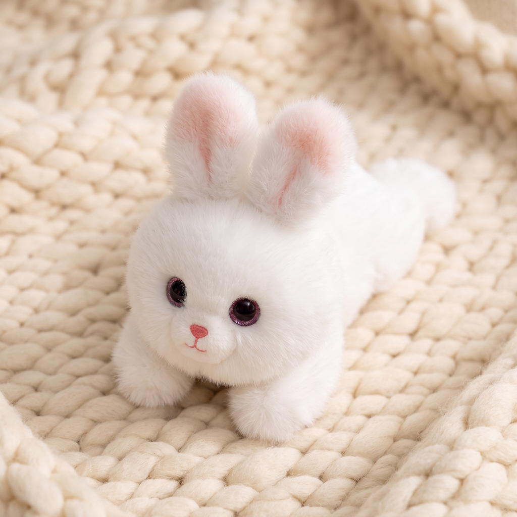 Peluche Lestée Lapin Blanc 30 cm - Détail matière