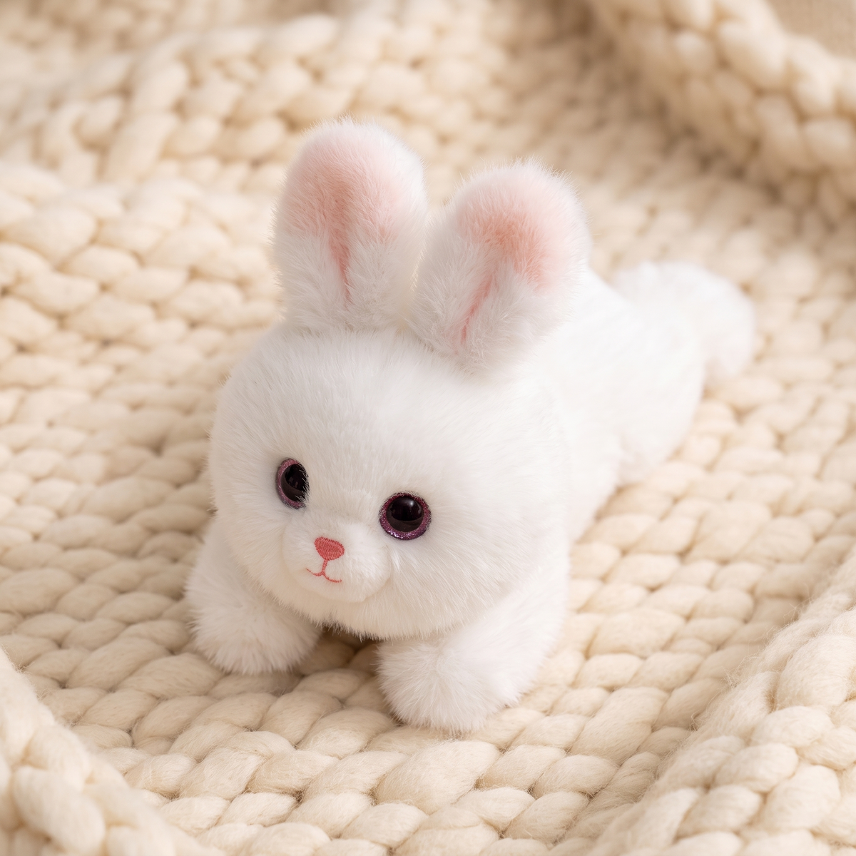 Peluche Lestée Lapin Blanc 30 cm - Détail matière