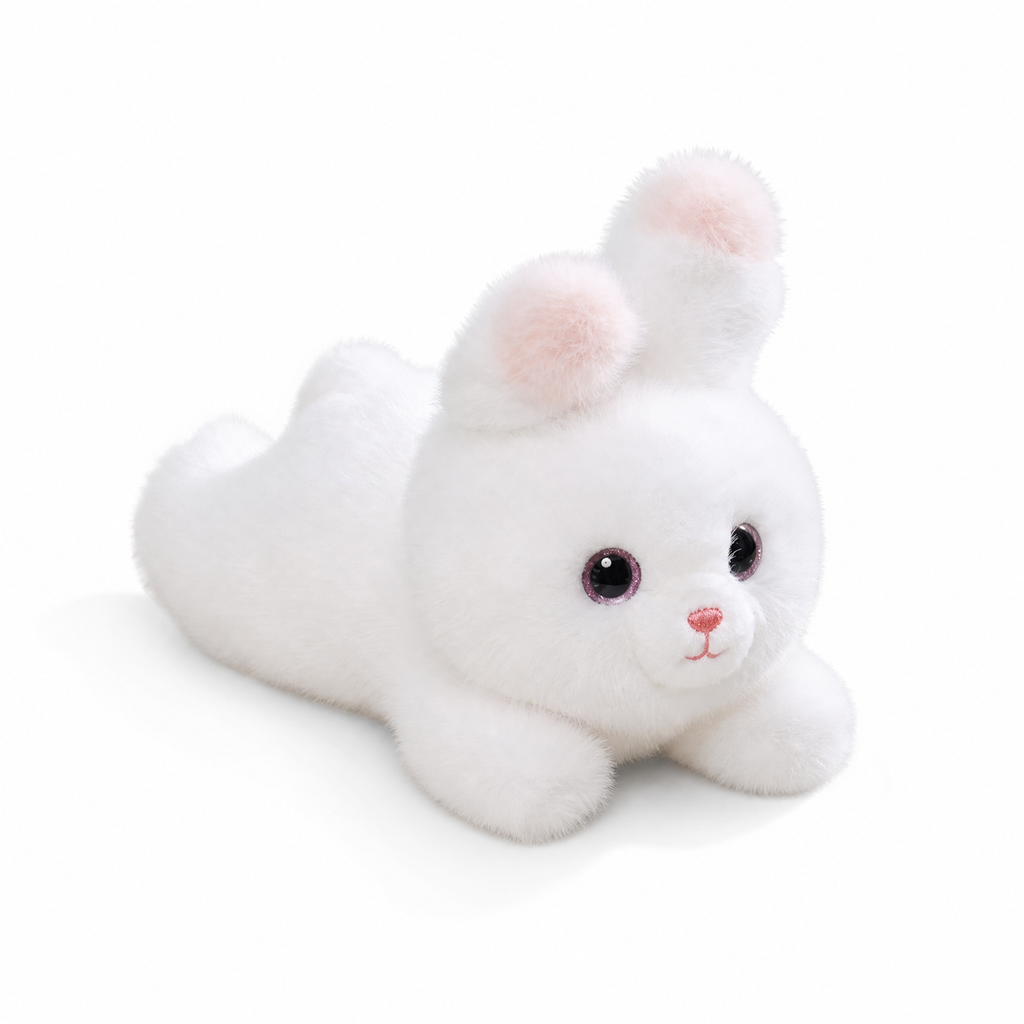 Peluche Lestée Lapin Blanc 30 cm - Fond blanc frontal
