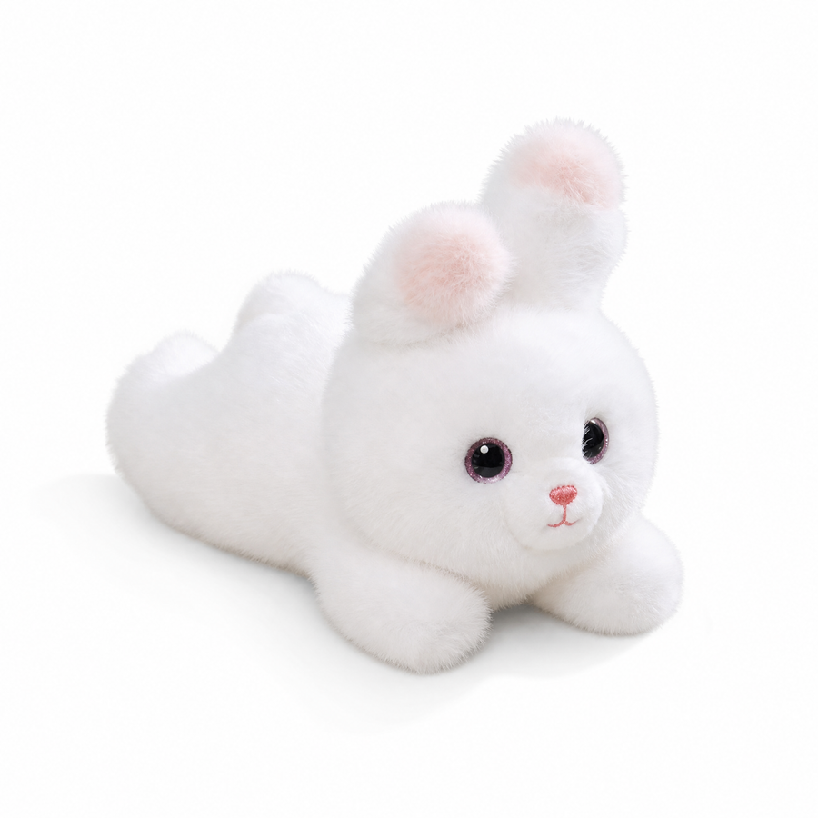 Peluche Lestée Lapin Blanc 30 cm - Fond blanc frontal