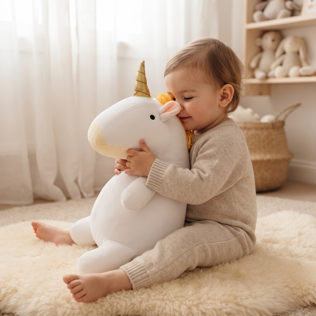 Peluche Lestée Licorne Blanche - Utilisation cosy intérieur