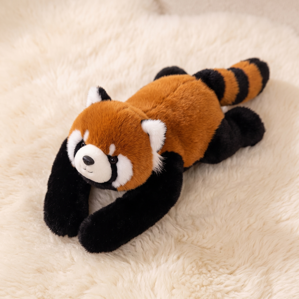 Peluche Lestée Panda Roux 30 cm - Détail matière