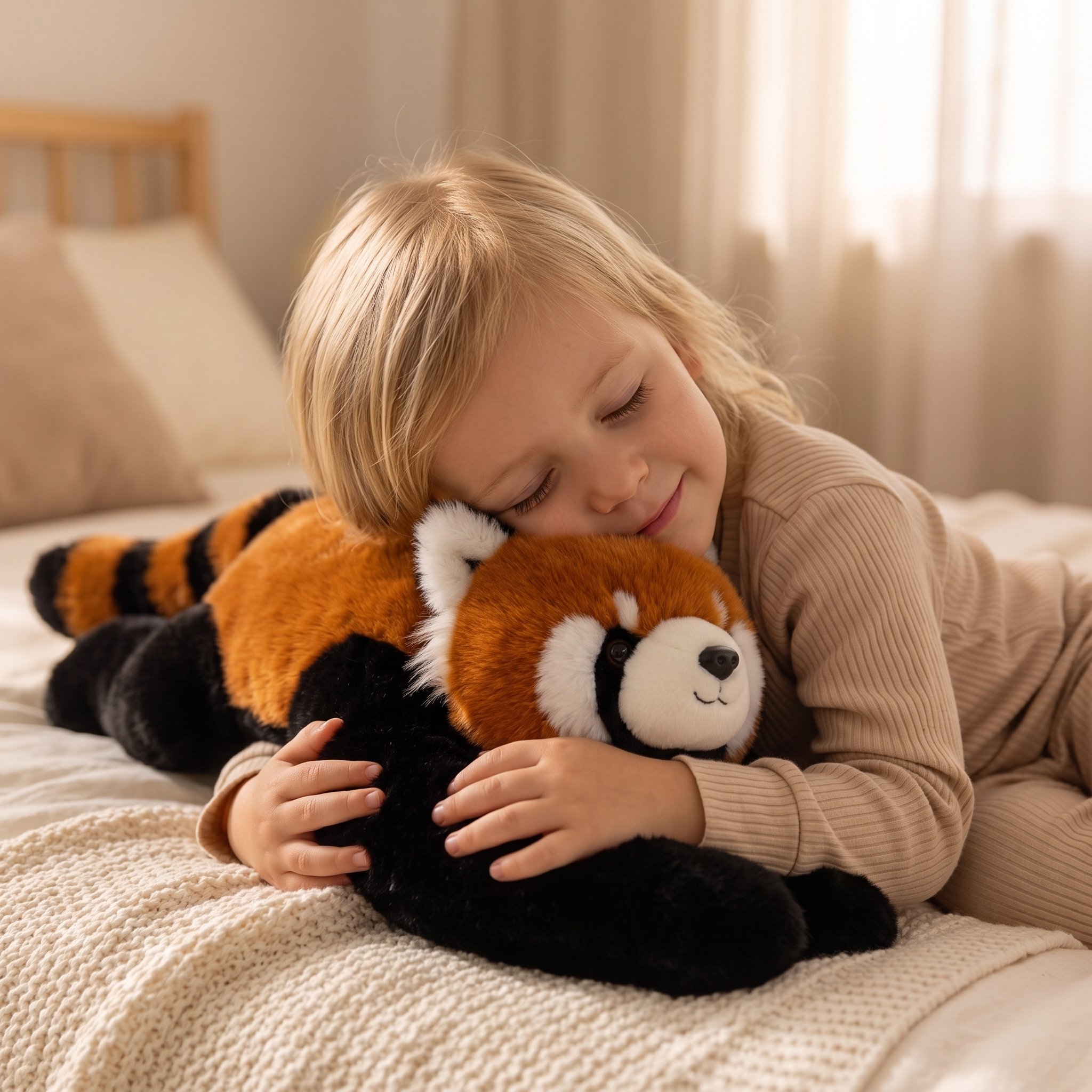Peluche Lestée Panda Roux 30 cm - Utilisation cosy intérieur