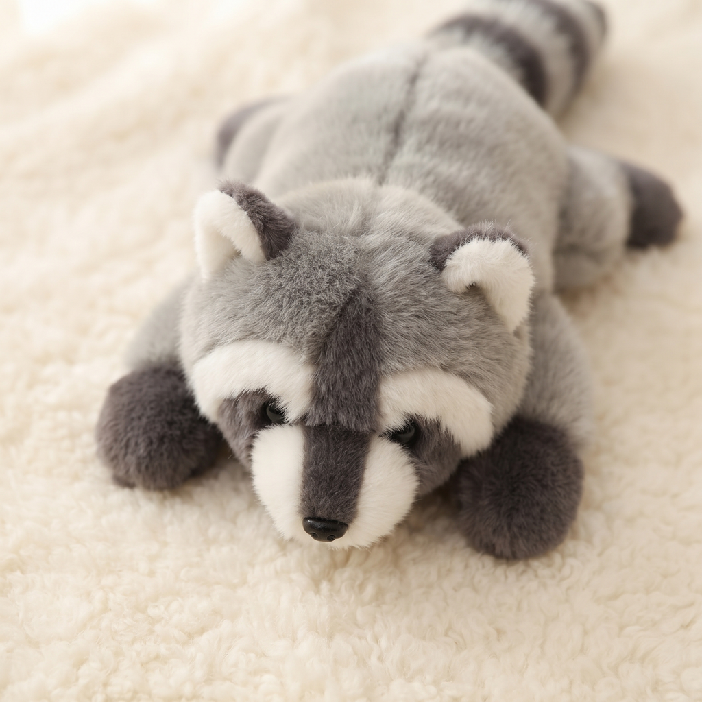 Peluche Lestée Raton Laveur Gris - Detail matière