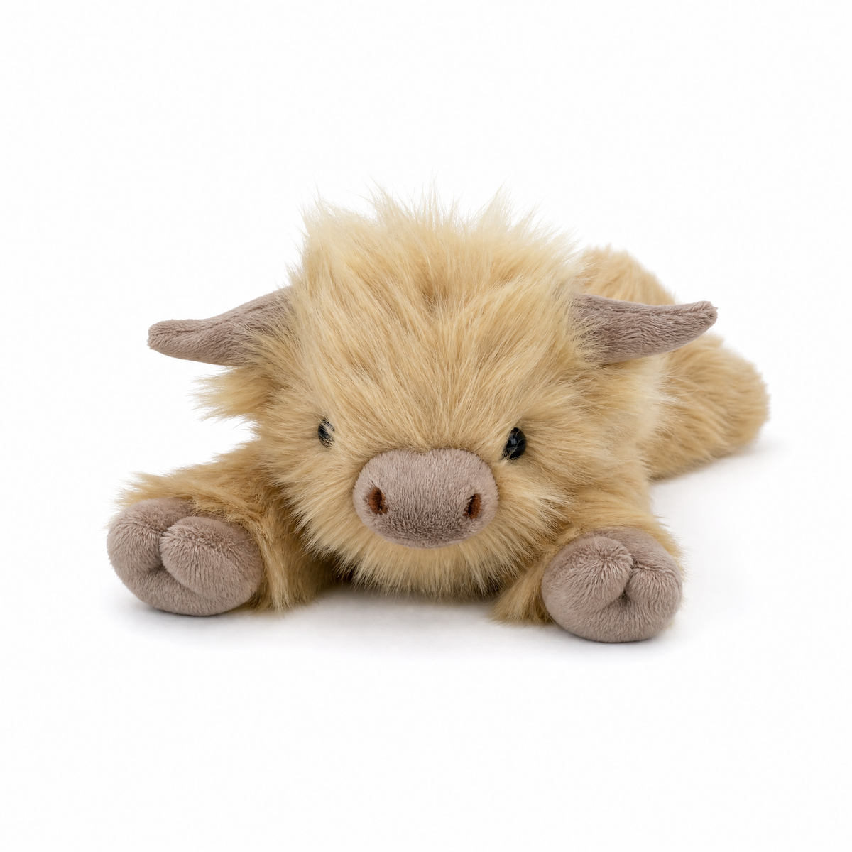 Peluche Lestée Vache Highland - fond blanc Frontal