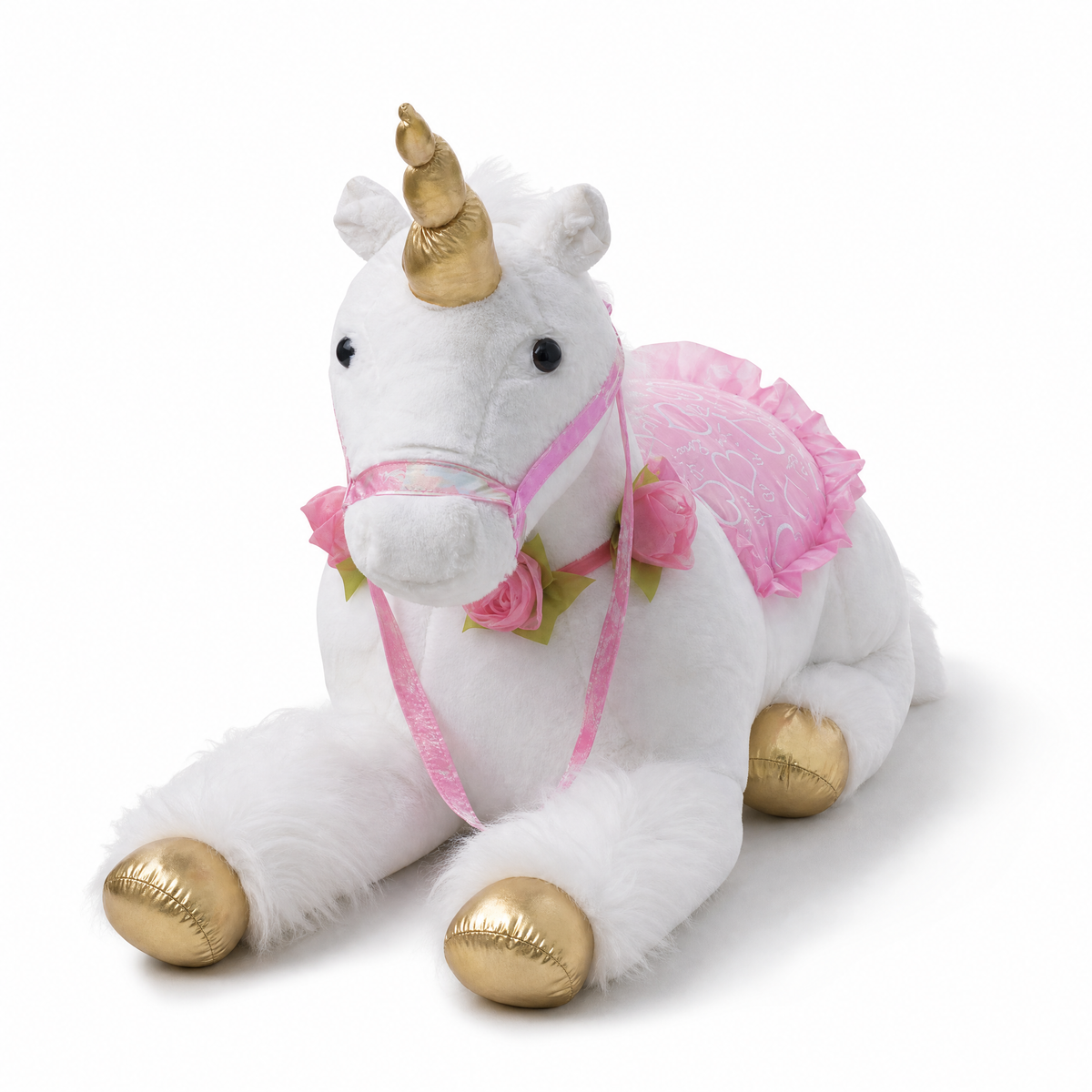 Peluche Licorne Géante Blanche 100cm - Fond blanc frontal