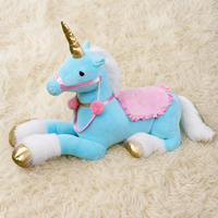 Peluche Licorne Géante Bleue 100 cm - Détail matière