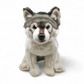 Peluche Loup Assis Réaliste 27cm - Fond blanc frontal