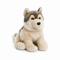 Peluche Loup Gris Réaliste 30cm - Fond blanc frontal