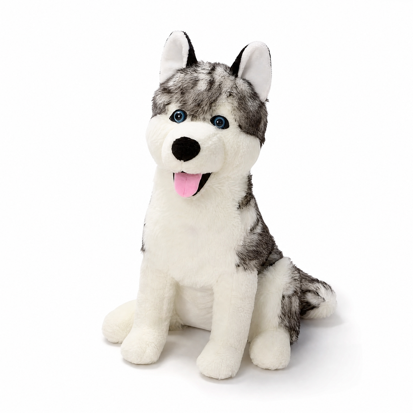 Peluche Loup Husky Gris 53cm - Fond blanc frontal