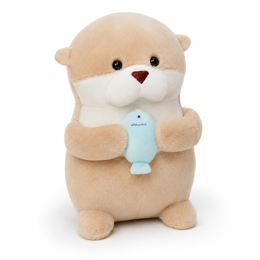 Peluche Loutre avec Poisson - 31cm · 11cm · 21cm