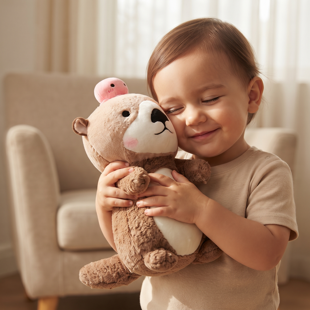 Peluche Loutre avec Poulpe Rose - Utilisation cosy intérieur