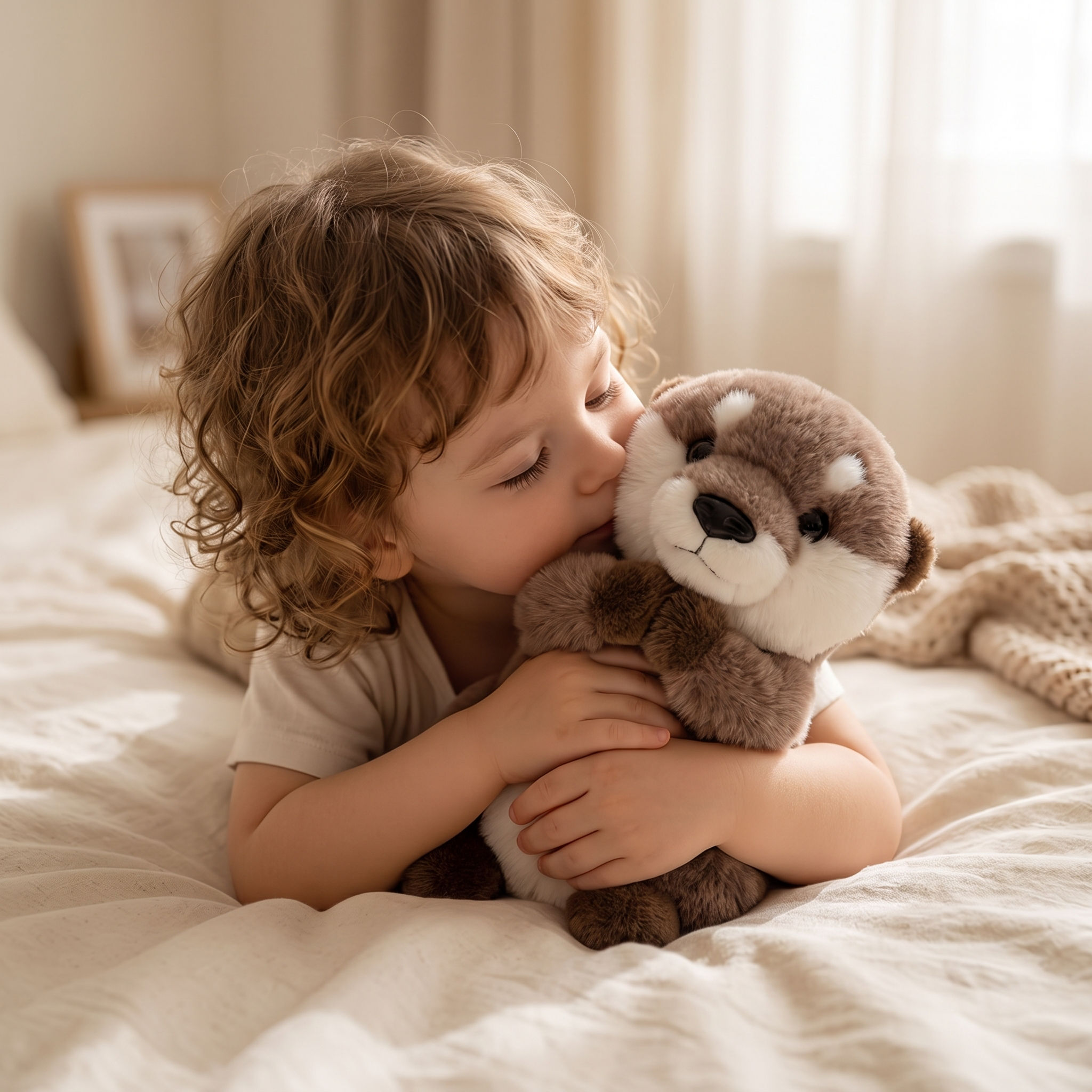 Peluche Loutre Debout 25 cm Marron Blanc - Utilisation cosy intérieur