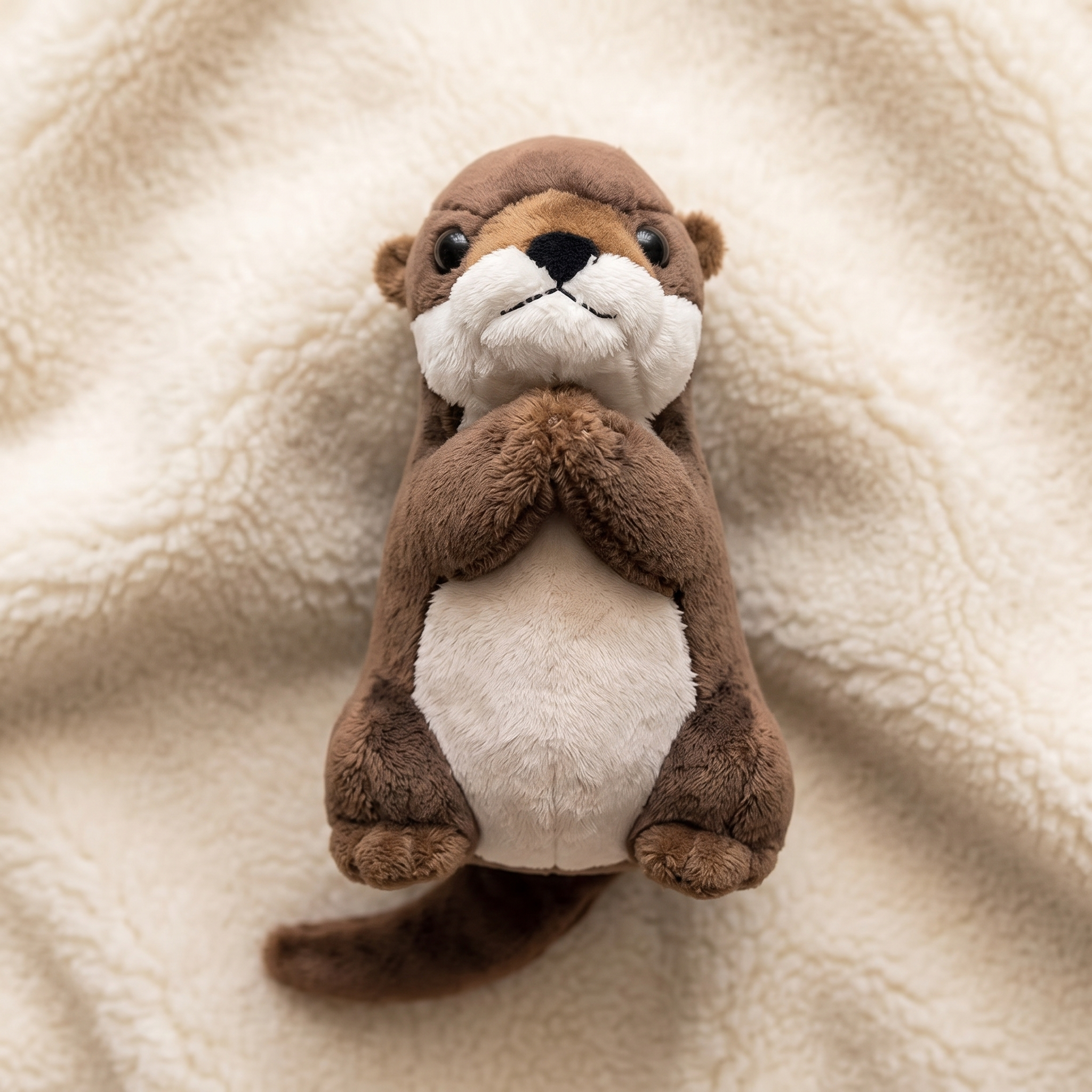 Peluche Loutre en Prière 19 cm - Détail matière