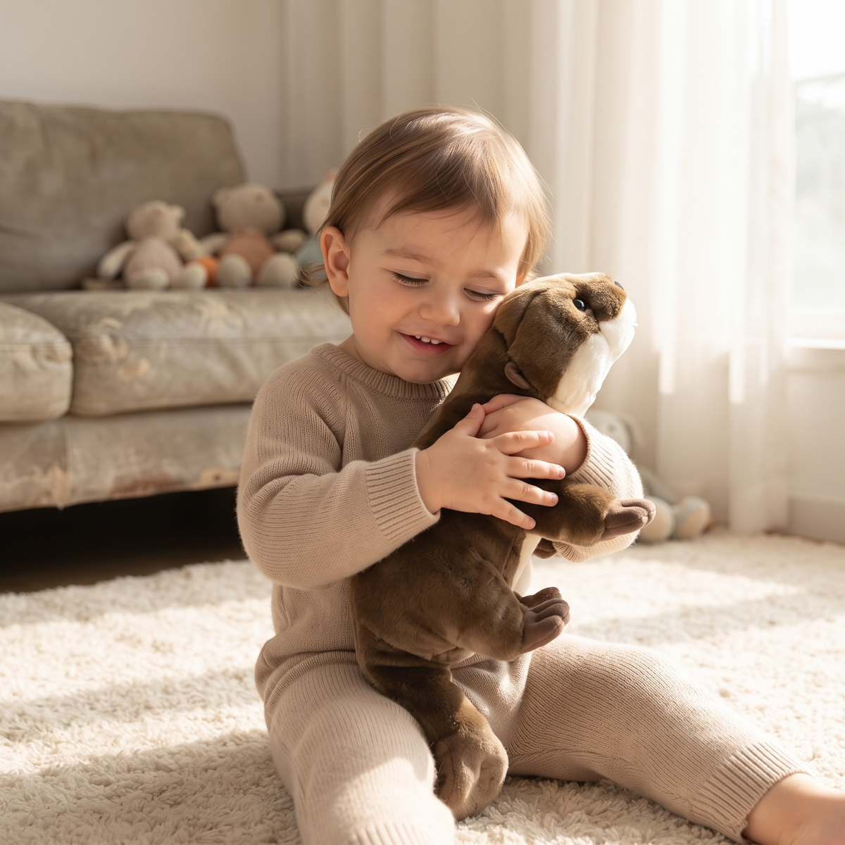 Peluche Loutre Réaliste 46 cm Toute Douce - Utilisation cosy intérieur