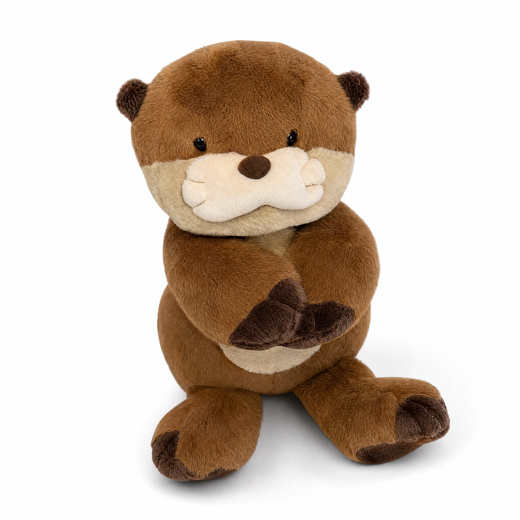 Peluche Loutre Réaliste Marron 27 cm - Fond blanc frontal