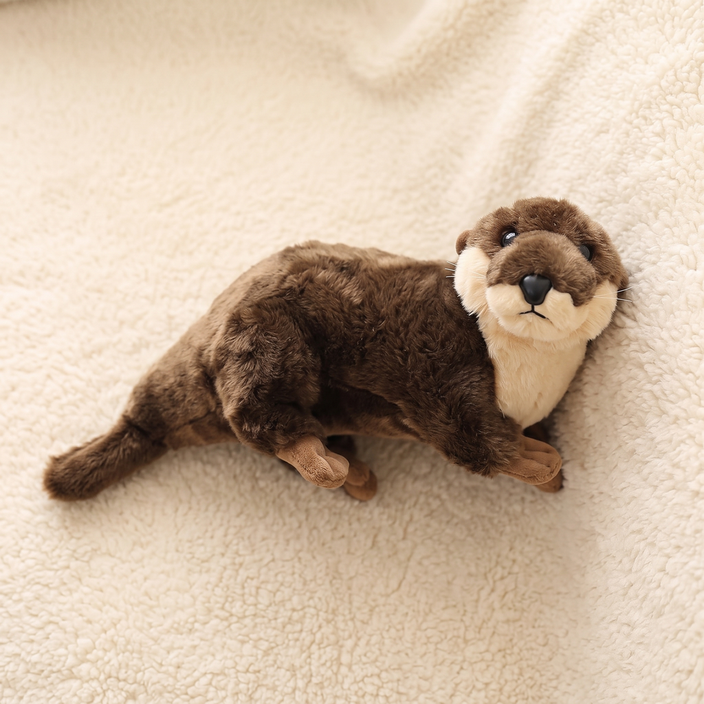 Peluche Loutre Réaliste Marron 40 cm - Détail matière