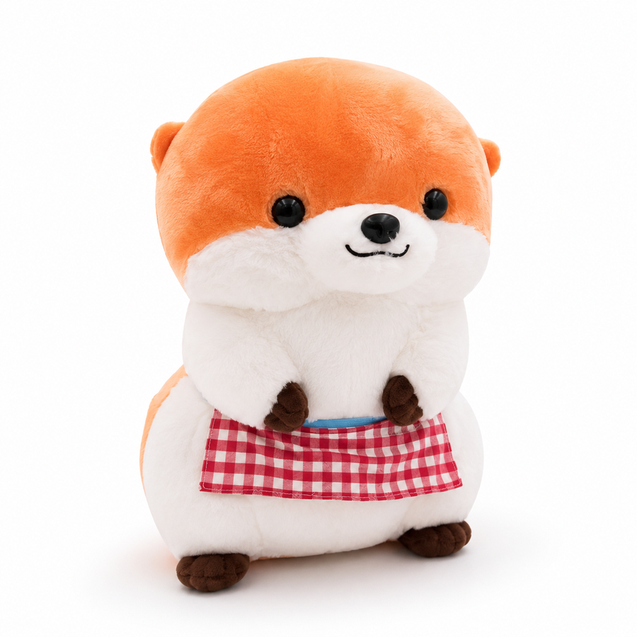 Peluche Loutre Tablier à Carreaux - 40cm · 30cm