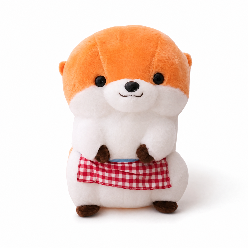 Peluche Loutre Tablier à Carreaux - fond blanc Frontal