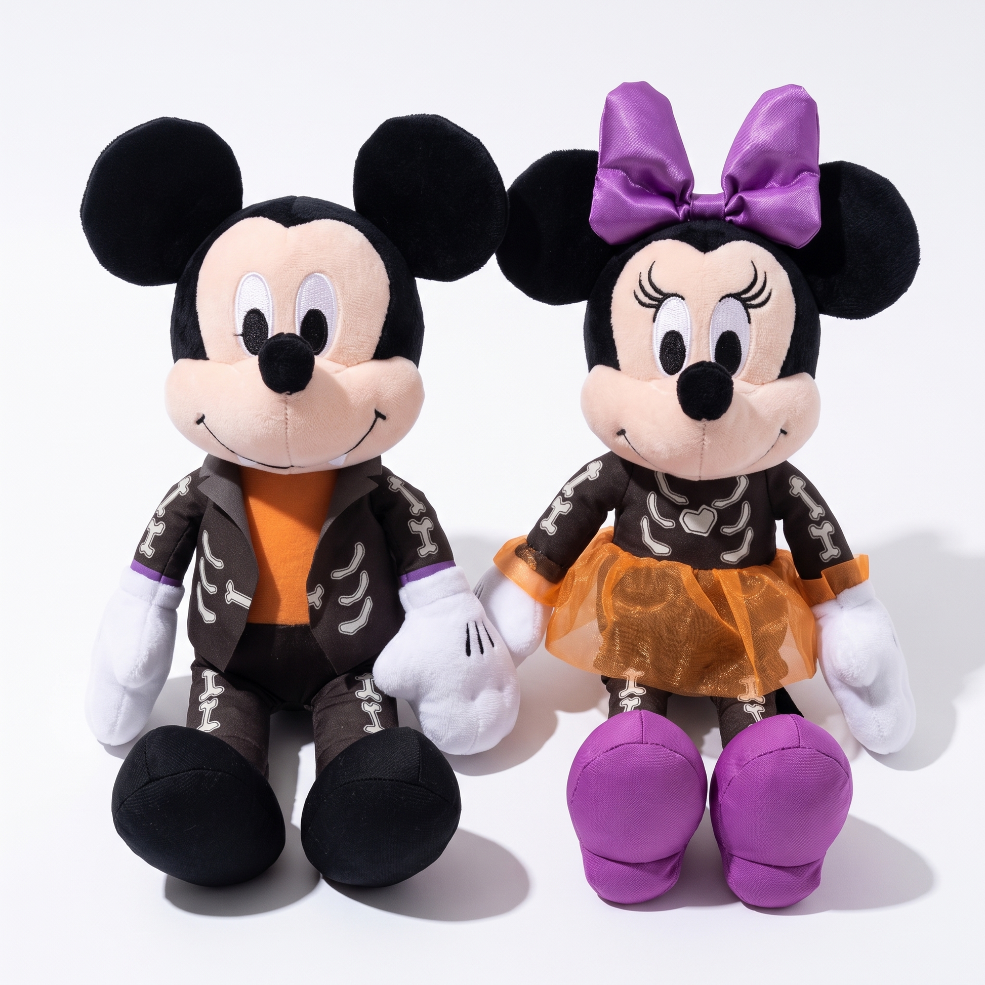 Peluche Mickey Minnie Halloween Squelette - Fond blanc frontal