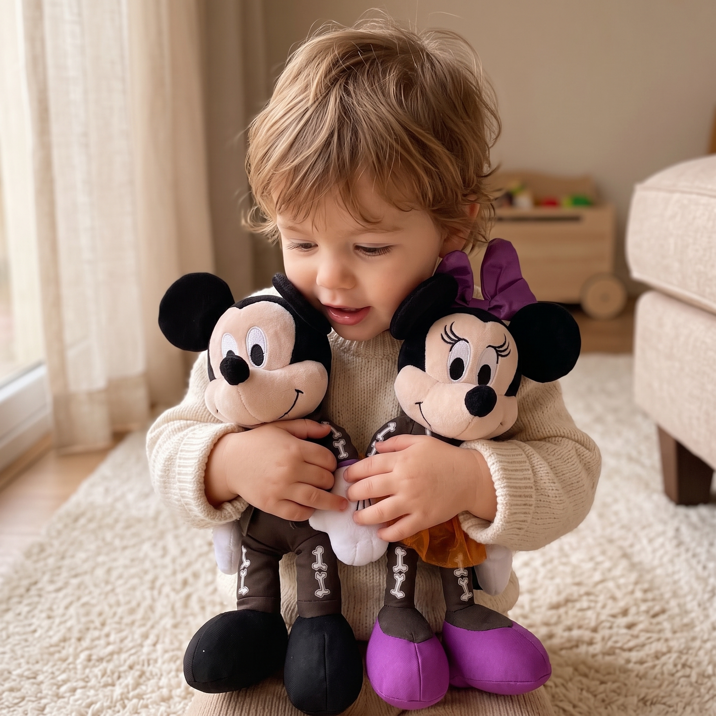 Peluche Mickey Minnie Halloween Squelette - Utilisation cosy intérieur